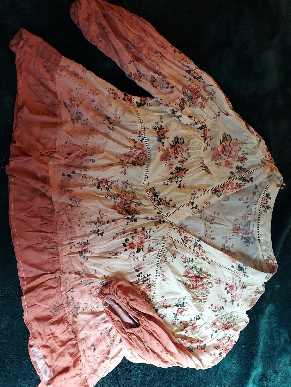 Peasant Blouse - Cream with Pink Floral